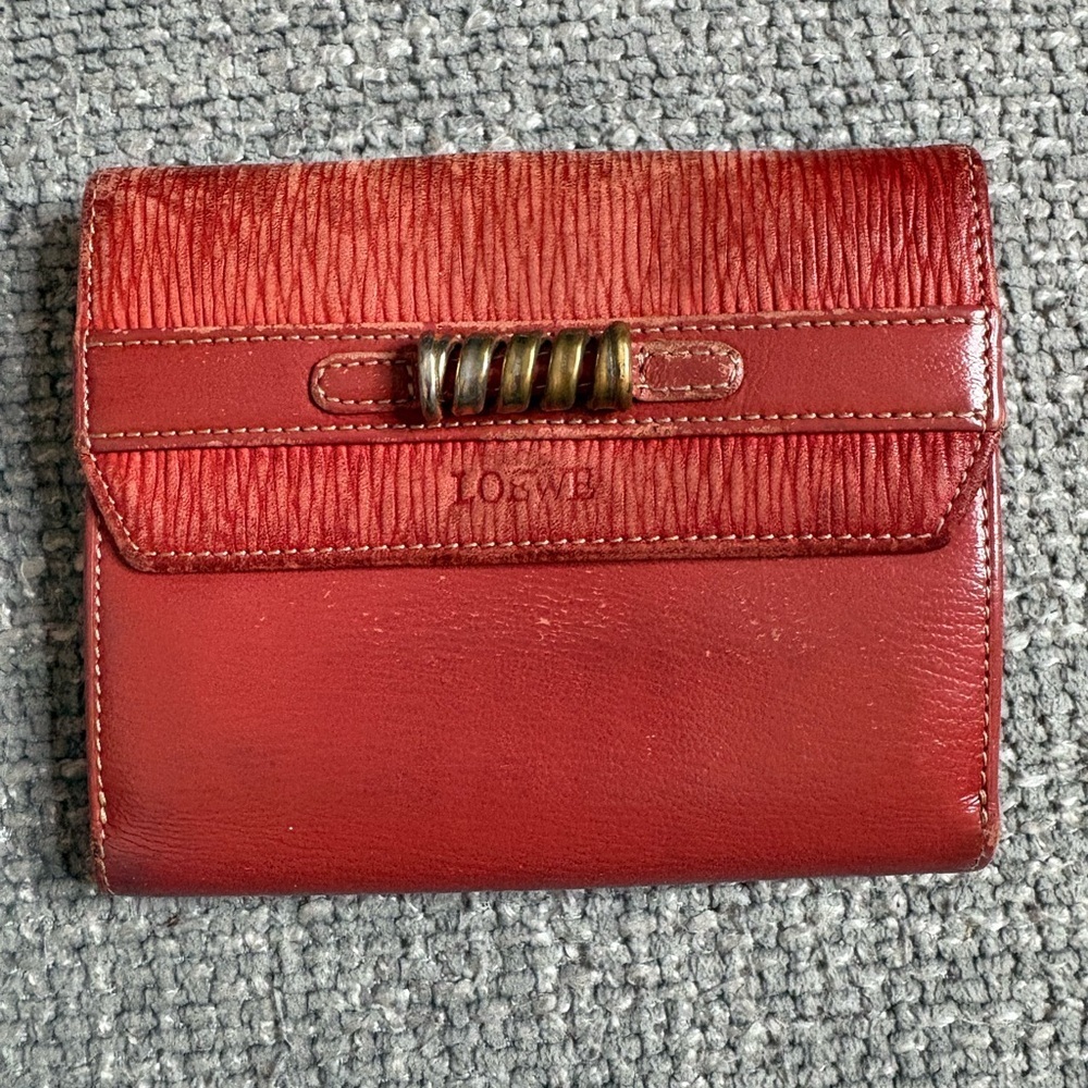 Vintage Loewe Velázquez Leather Wallet – Red – Made in Spain
